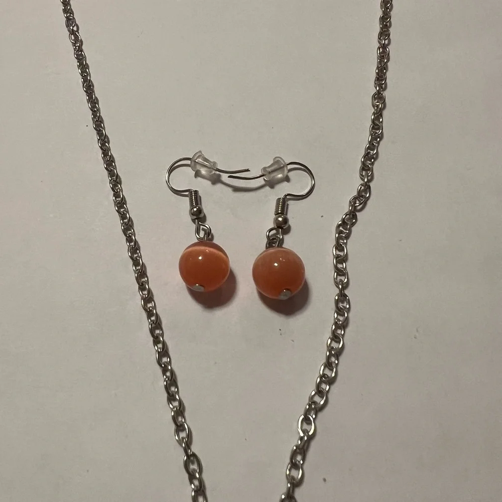 Oval orange cats eye glass set - Picture 7 of 8